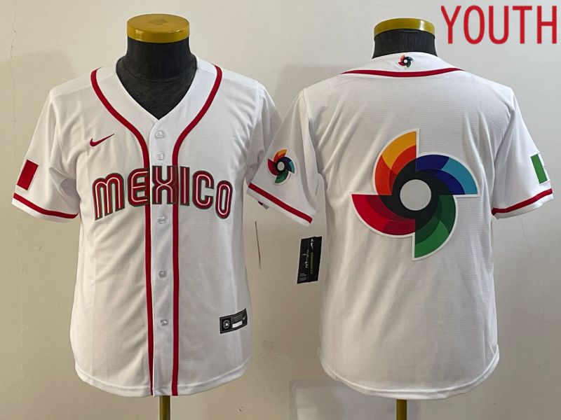 Youth 2023 World Cub Mexico Blank White Nike MLB Jersey9